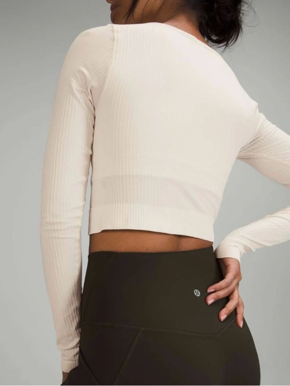 Lululemon Ebb to Street Long Sleeve Crop Top White Opal Size S